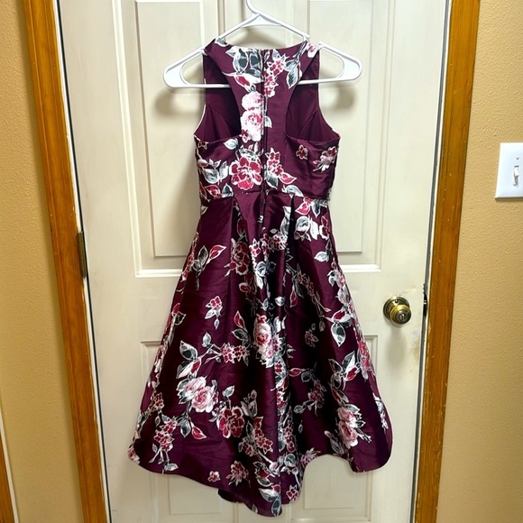 Speechless Kids Formal Floral Jeweled High Low Burgundy Dress size 10 - Picture 2 of 10